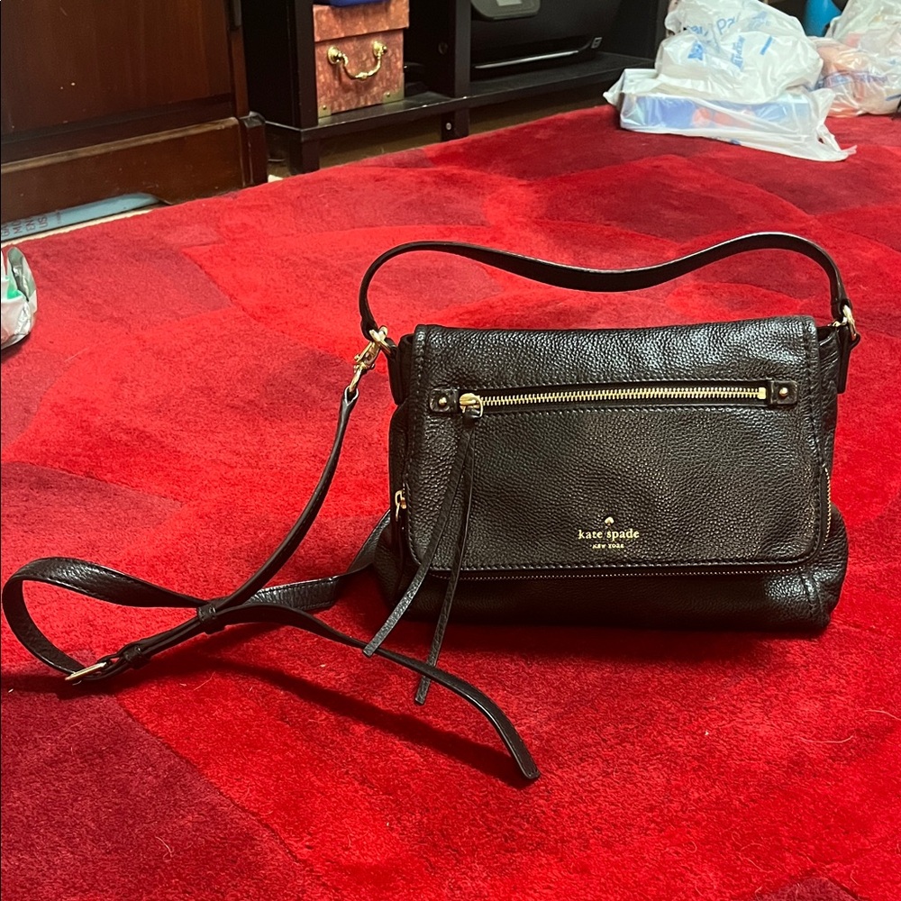 Kate Spade Black Crossbody Bag with Gold Accents